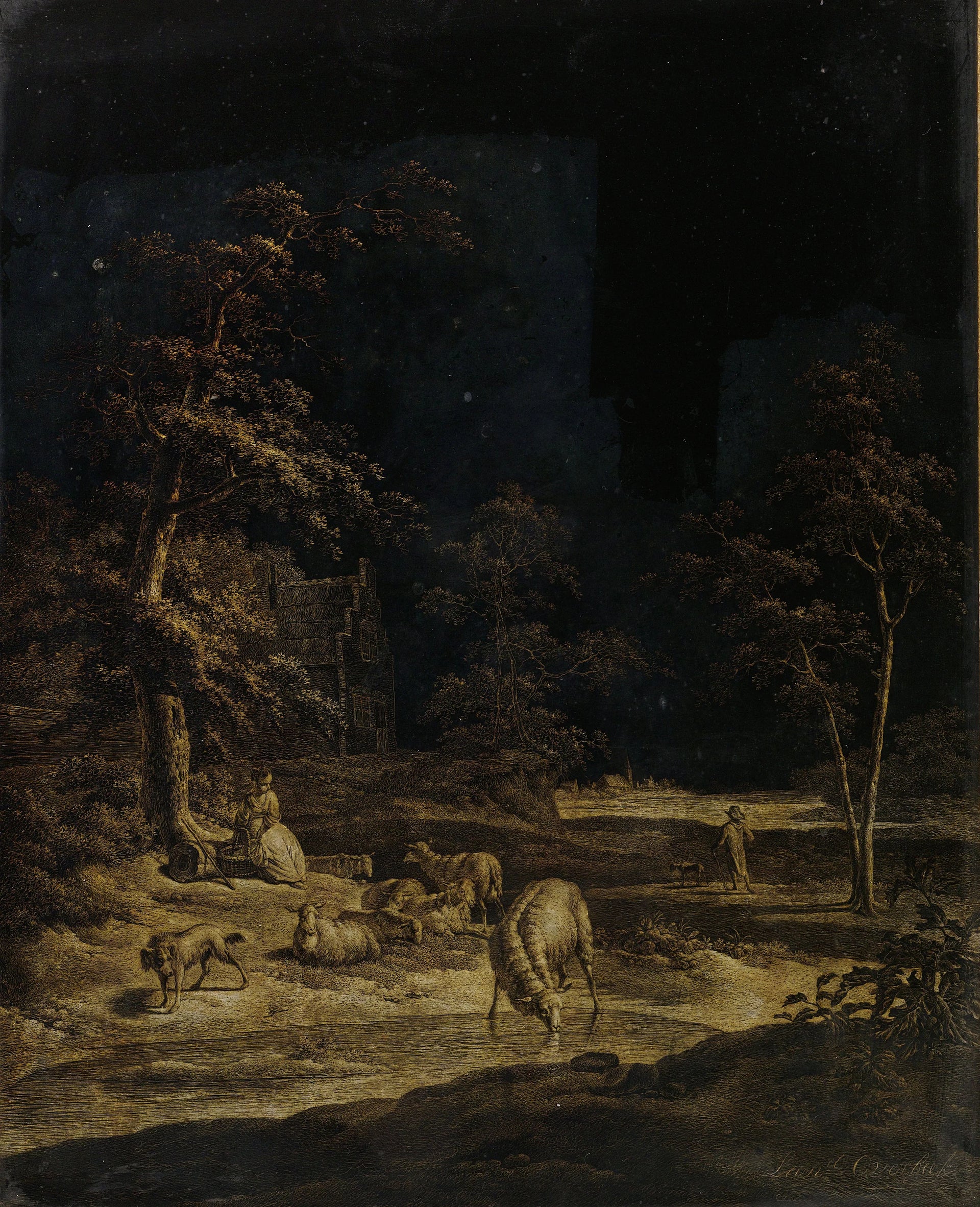Bergère avec mouton - Leendert Overbeek