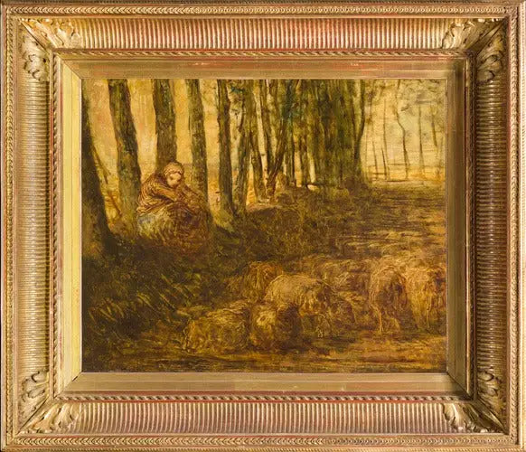 Bergère et troupeau - Jean-François Millet image 1 copie de tableau peinte à la main