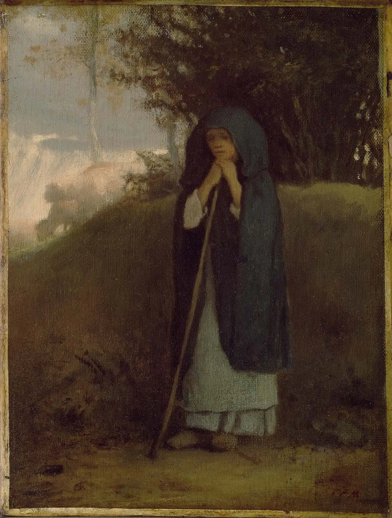 Bergère apoiada em seu bastão - Jean-François Millet