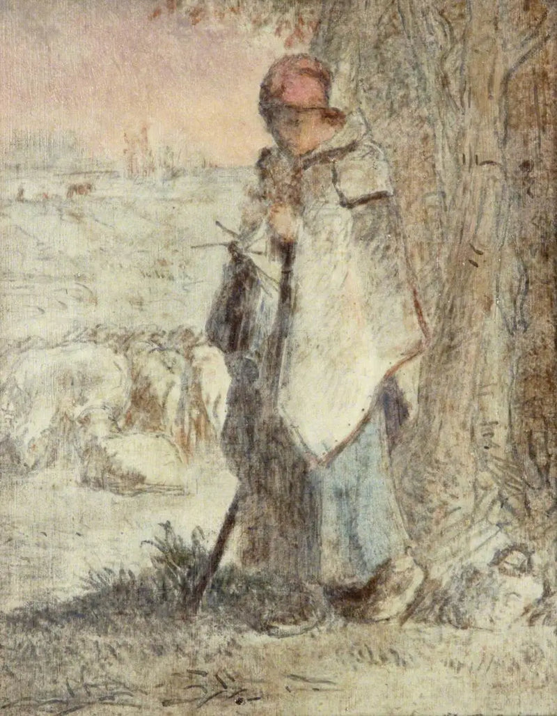 Bergère tricotando - Jean-François Millet