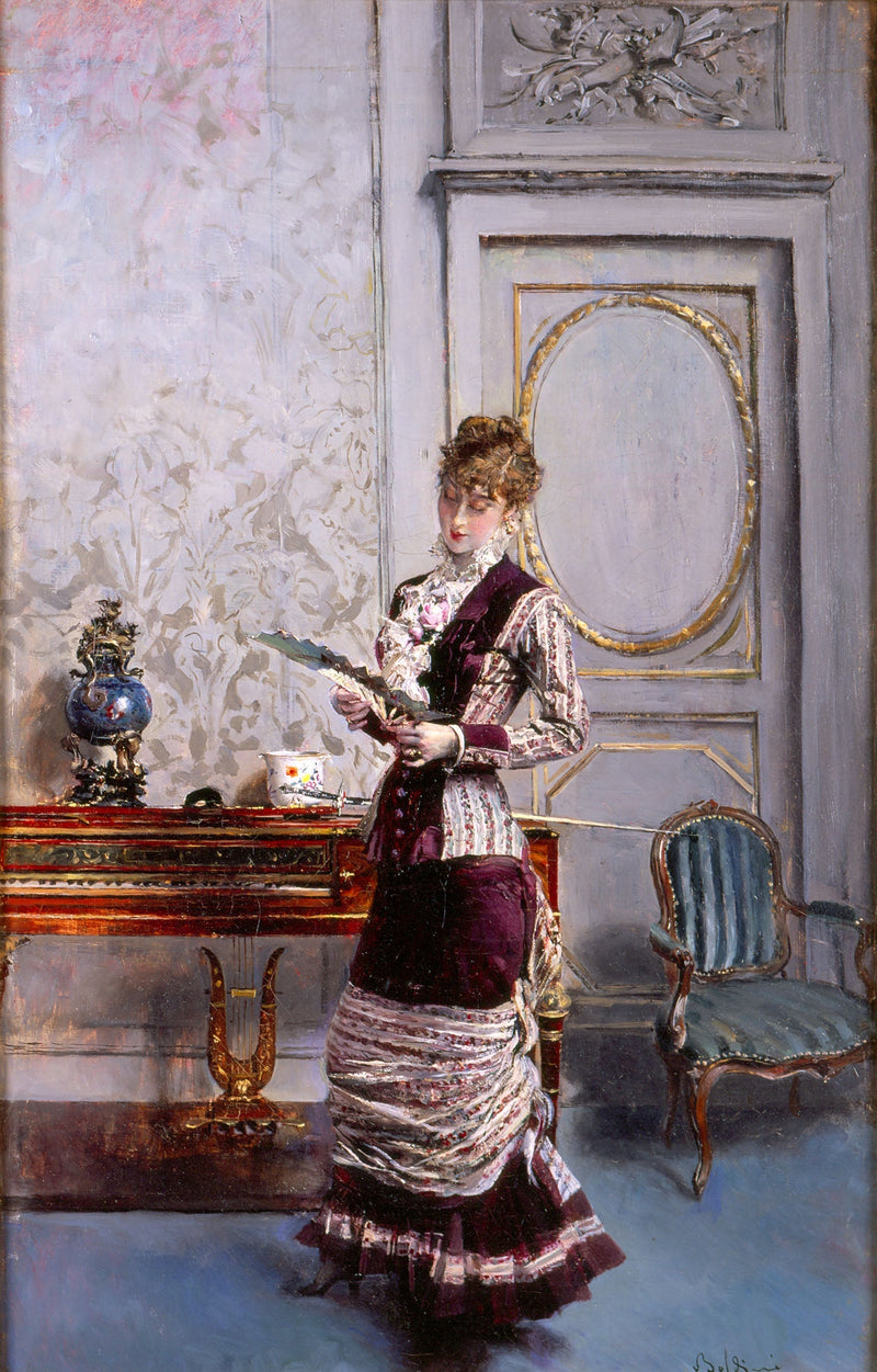 Berthe admirando um leque - Giovanni Boldini