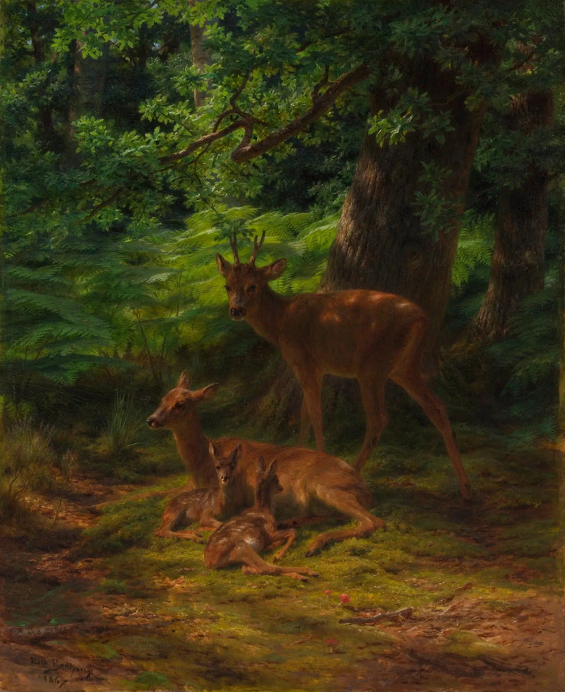Bichos e cervos descansando - Rosa Bonheur