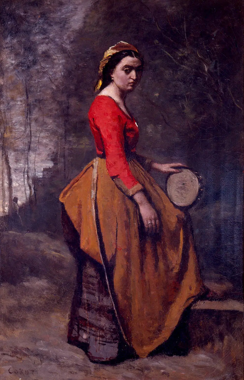Bohémia com pandeiro - Jean-Baptiste Camille Corot