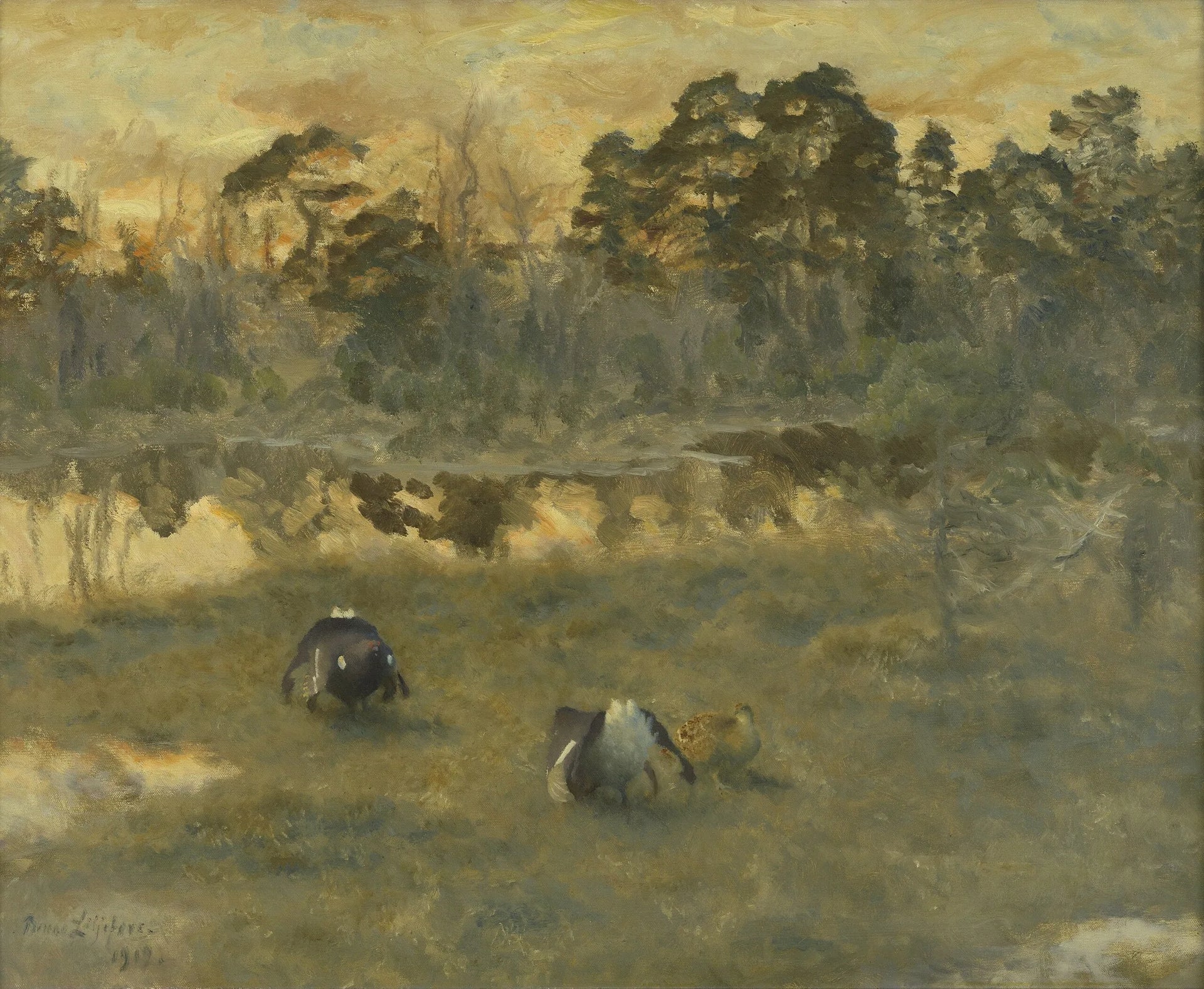 Bolderende korhanen met hen - Bruno Liljefors image 1 reproduction d’œuvre d’art à l’huile