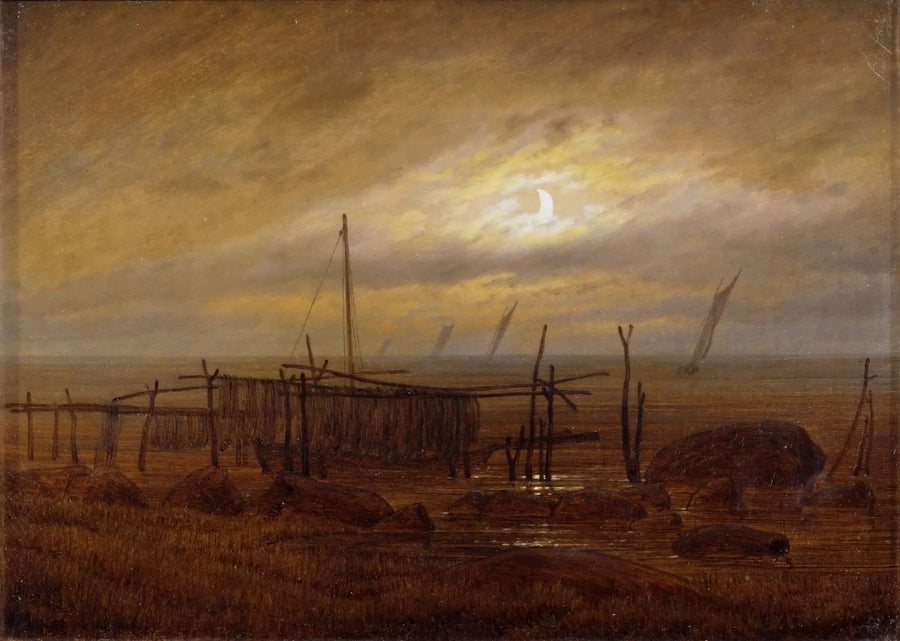 Beira-mar ao luar - Caspar David Friedrich