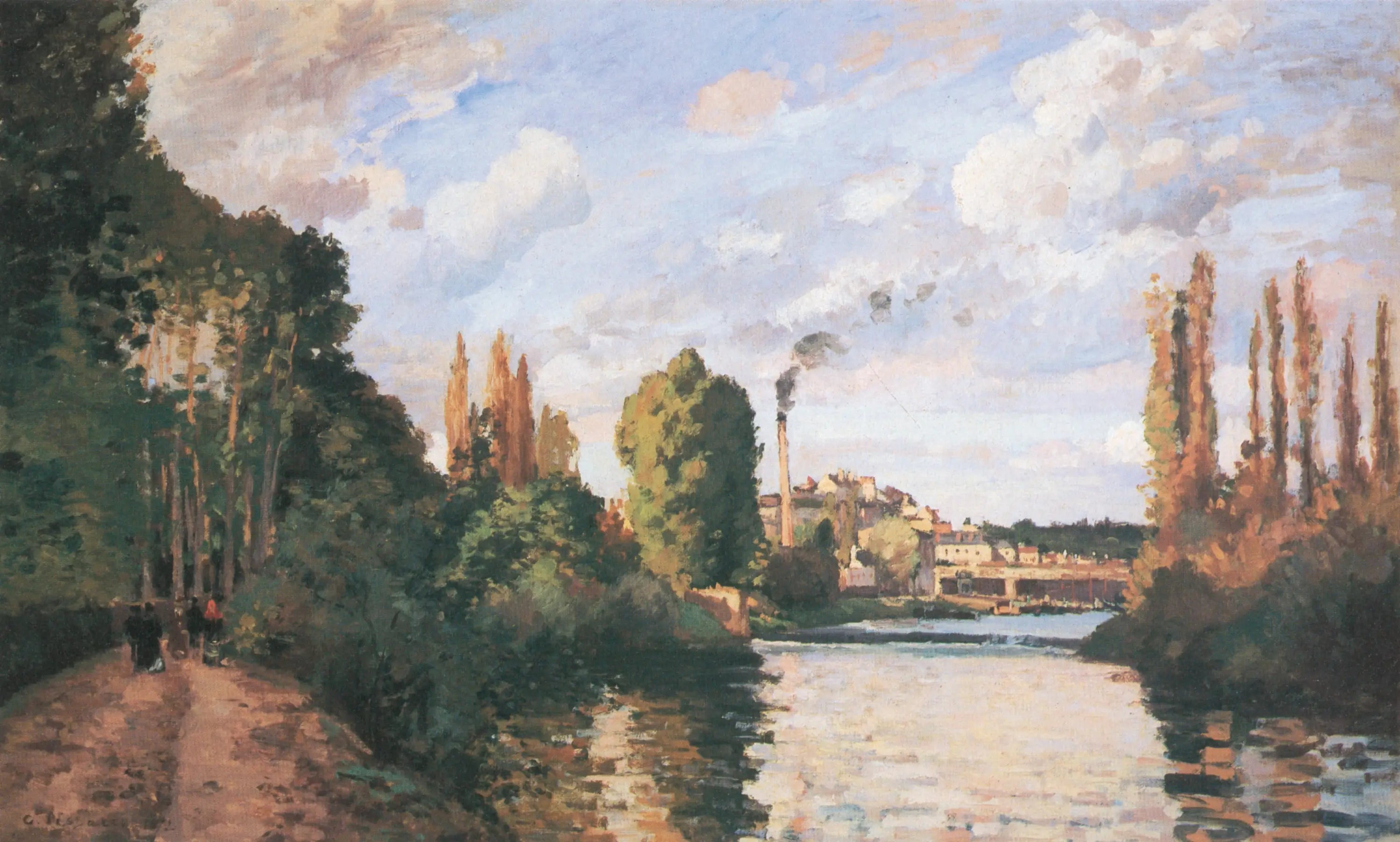 Bords de l´eau à Pontoise - Camille Pissarro image 1 copie peinte à la main à l’huile