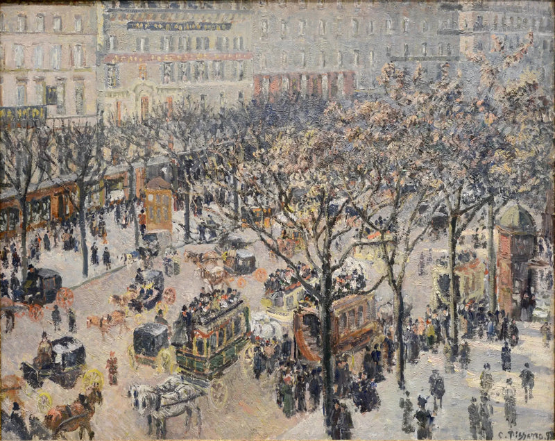 Boulevard dos Italianos, Manhã, Sol - Camille Pissarro