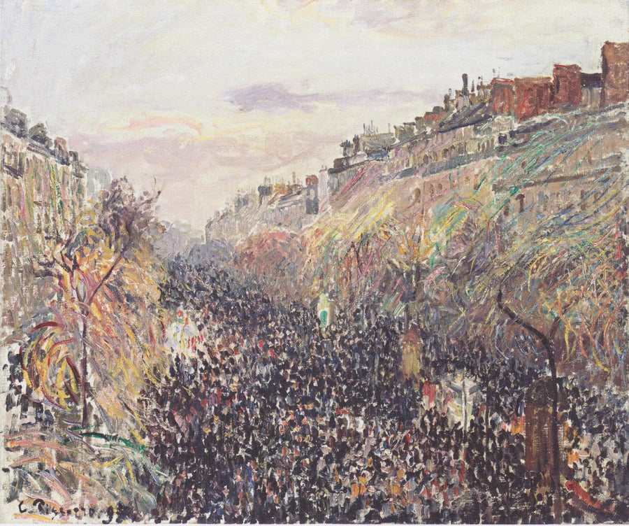 Boulevard Montmartre, Carnaval, ao pôr do sol - Camille Pissarro