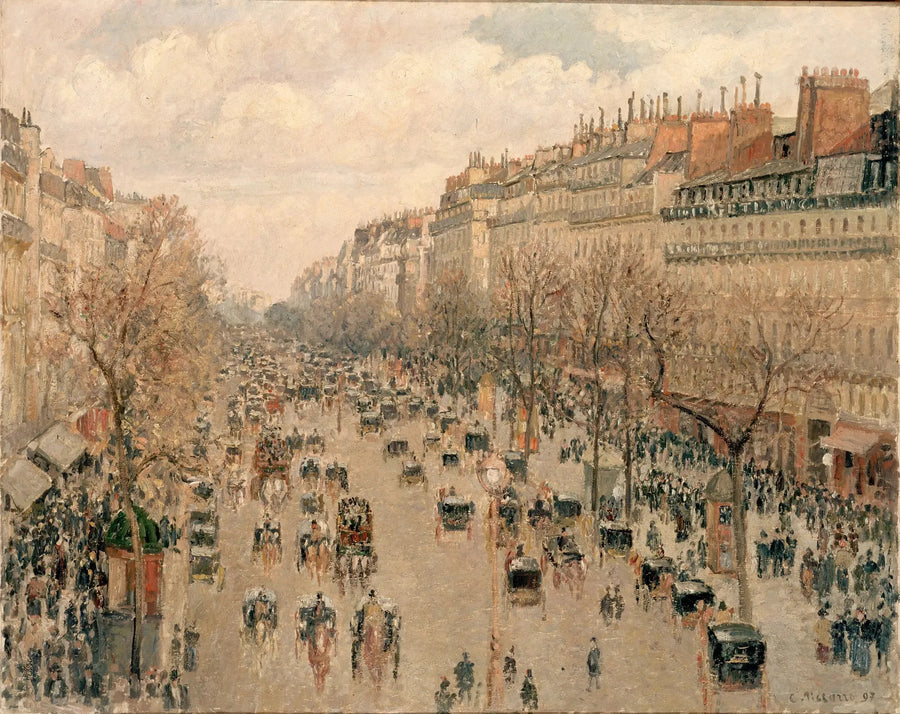 Boulevard Montmartre, sol da tarde - Camille Pissarro