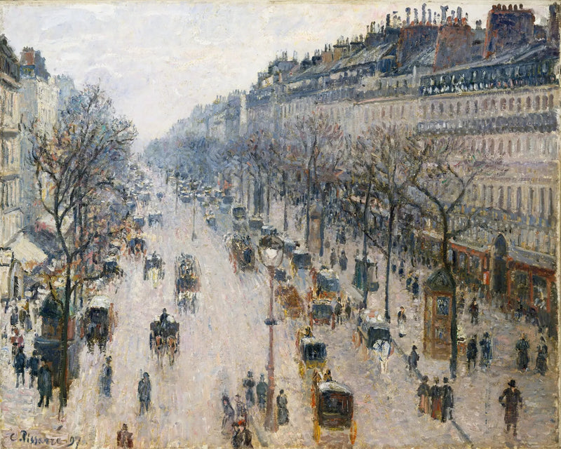 Boulevard Montmartre numa manhã de inverno - Camille Pissarro