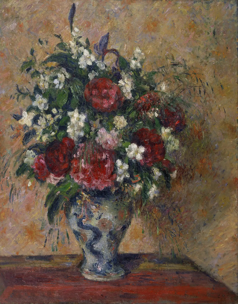 Bouquet de flores: peônias e seringa - Camille Pissarro
