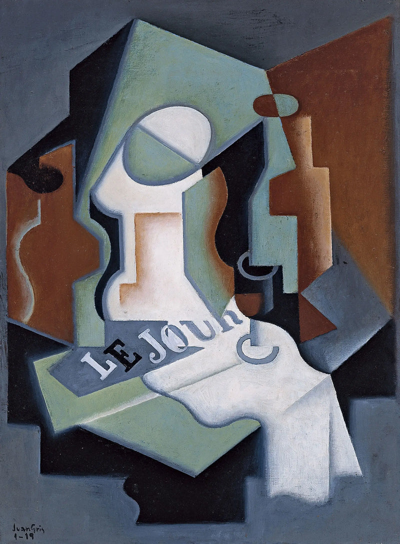 Garrafa e prato de frutas - Juan Gris