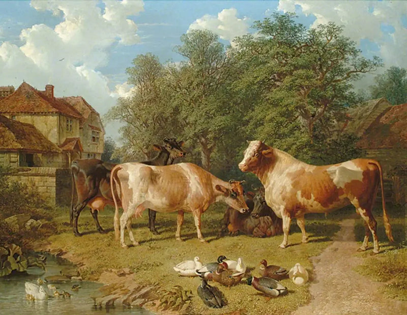 Bovinos e patos - John Frederick Herring, Sr.