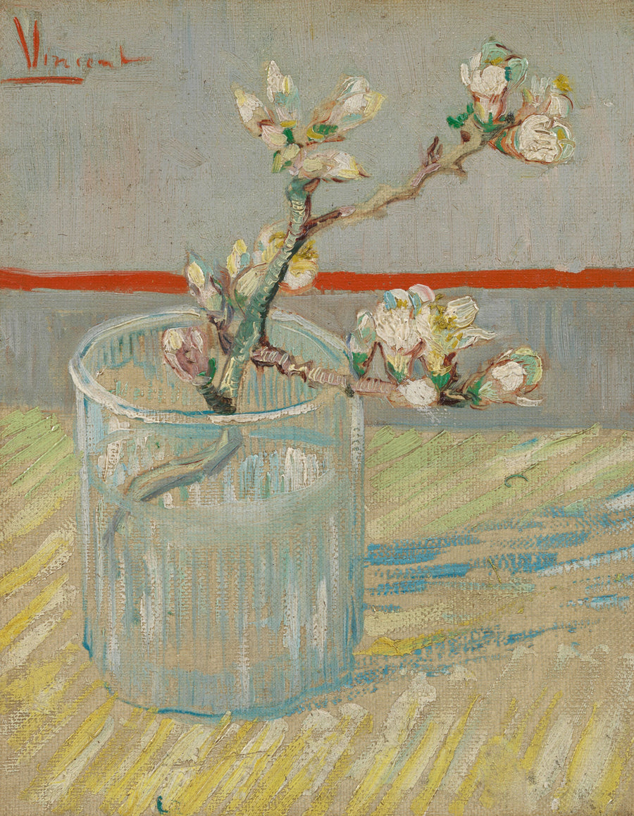 Galho de amendoeira em flor em um copo - Vincent van Gogh