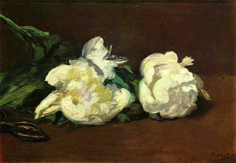 Ramo de peônias brancas e tesoura - Édouard Manet
