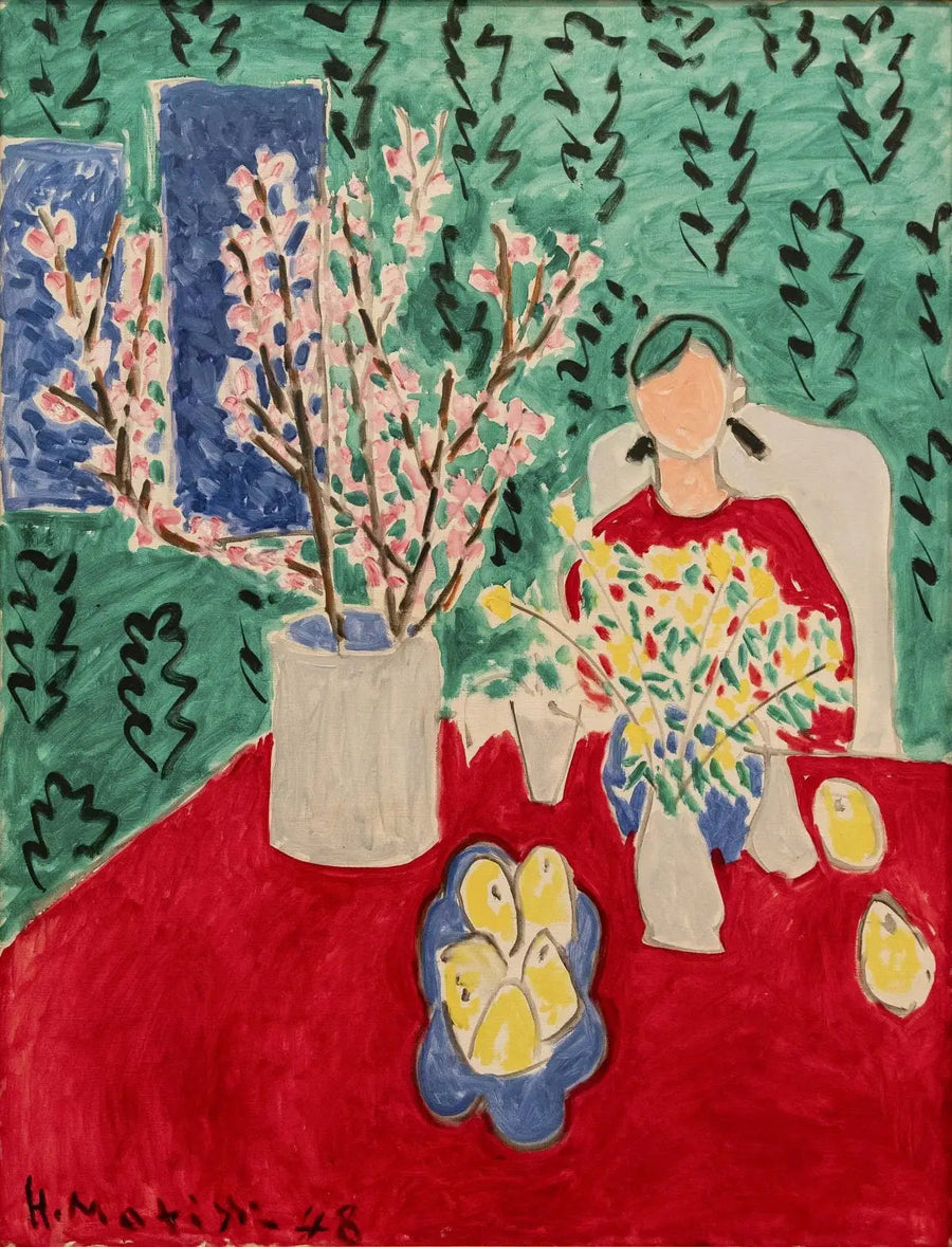 Ramo de ameixeira, fundo verde - Henri Matisse