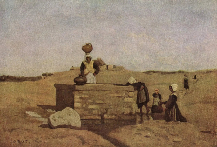 Bretonas na fonte - Jean-Baptiste Camille Corot