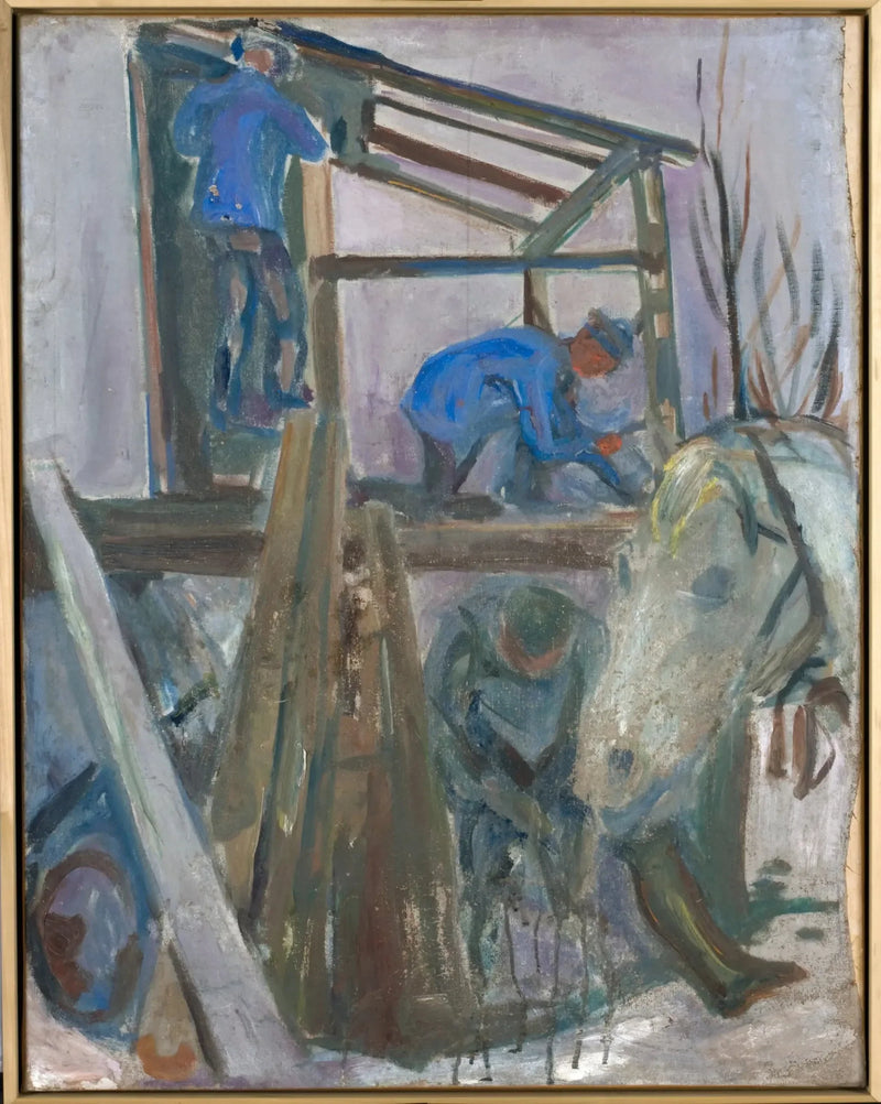Lenhadores trabalhando no edifício do estúdio - Edvard Munch