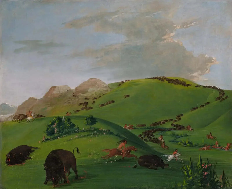 Buffalo Chase, foz do Yellowstone - George Catlin