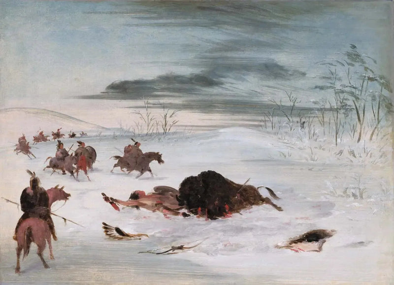  Búfalo macho morrendo em uma geleira - George Catlin