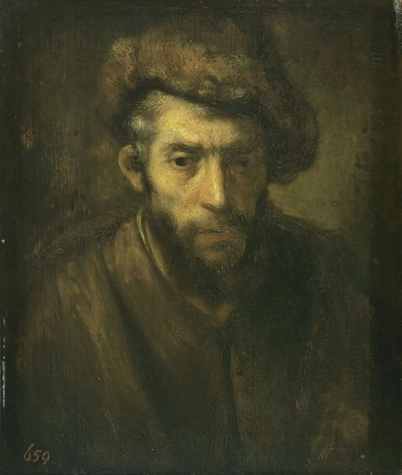 Busto de homem com um chapéu de pele - Rembrandt