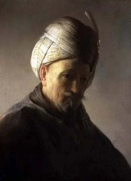 Busto de homem usando um turbante - Rembrandt