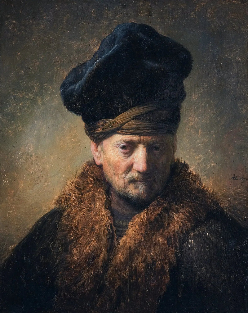 Busto de um velho com um chapéu de pele - Rembrandt