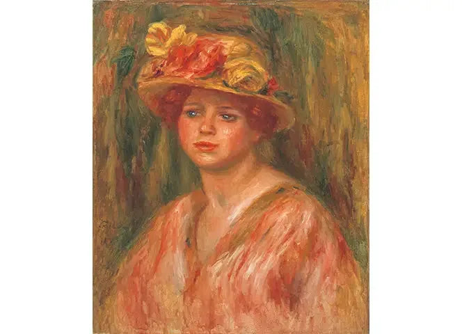 Busto de mulher com corpete vermelho - Pierre-Auguste Renoir