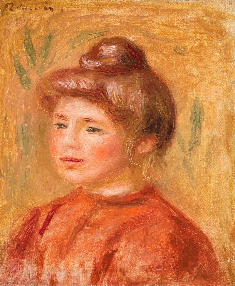Busto de mulher em vermelho - Pierre-Auguste Renoir