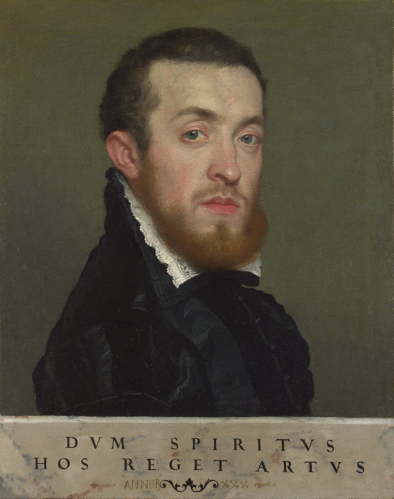 Busto de um jovem com uma inscrição - Giovanni Battista Moroni