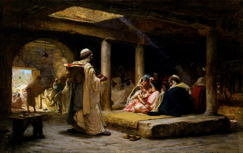 Café em Biskra, Argélia - Frederick Arthur Bridgman