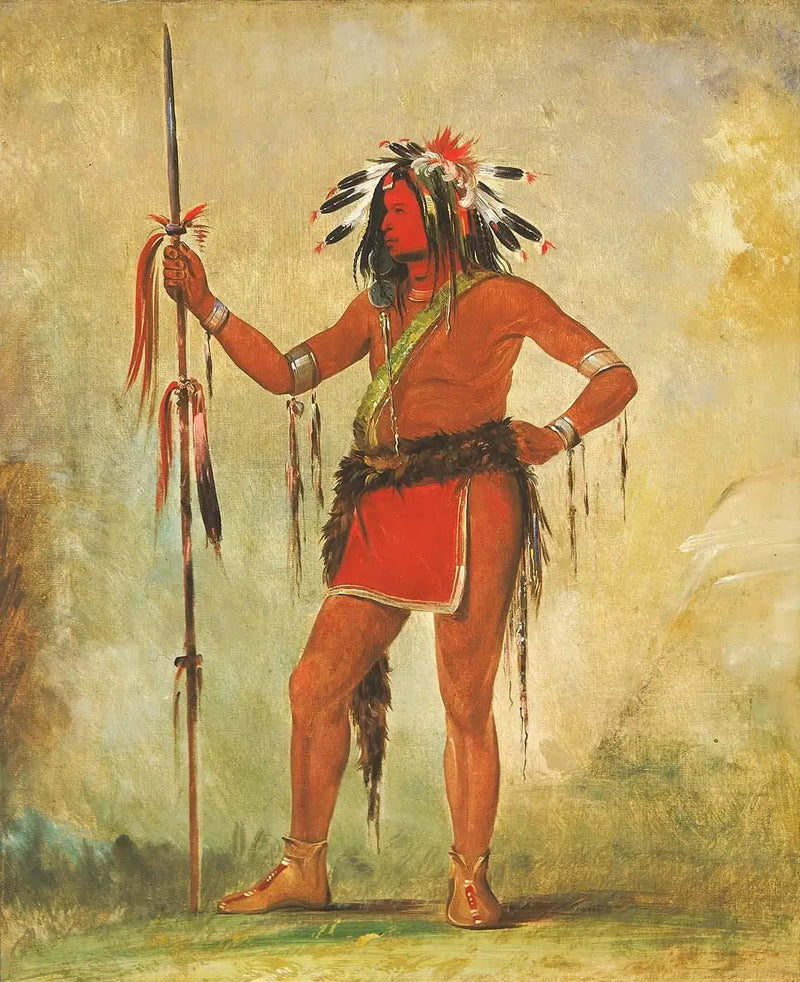 Cáh-be-múb-bee, Aquele que está sentado em toda parte, um valente - George Catlin