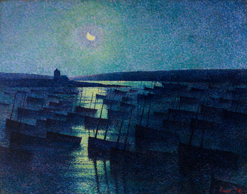 Camaret, luz da lua e barcos de pesca - Maximilien Luce