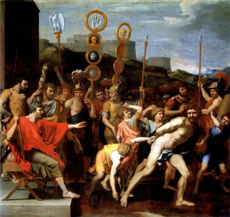 Camille liberta o mestre de escola de Faléries para seus alunos - Nicolas Poussin
