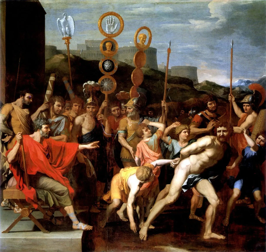 Camille liberta o mestre de escola de Faléries para seus alunos - Nicolas Poussin