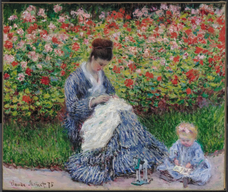 Camille Monet e uma criança no jardim do artista em Argenteuil - Claude Monet