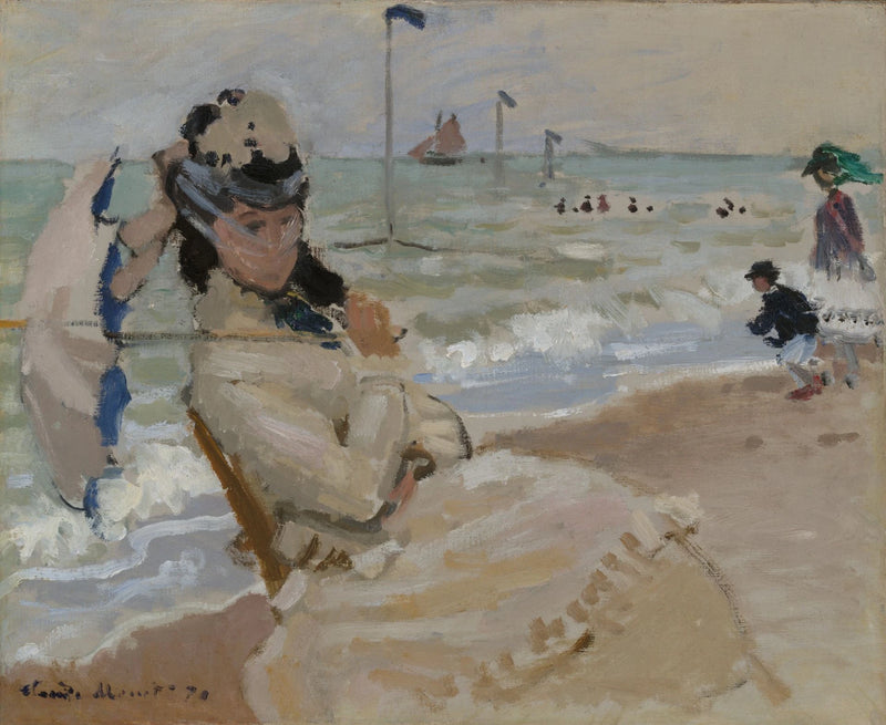 Camille na praia de Trouville W160 - Claude Monet