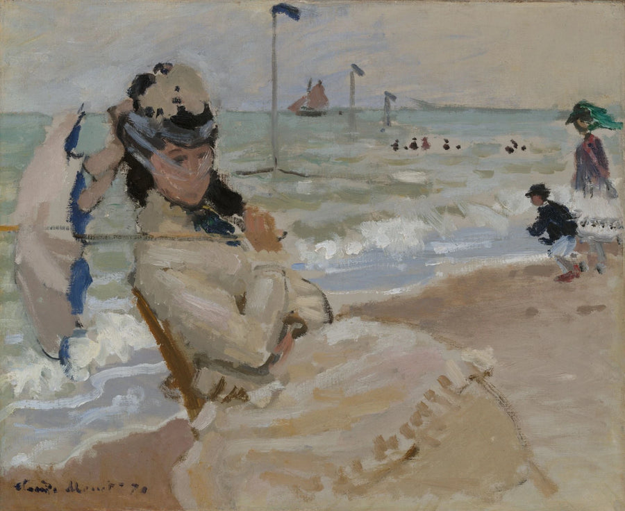 Camille na praia de Trouville W160 - Claude Monet