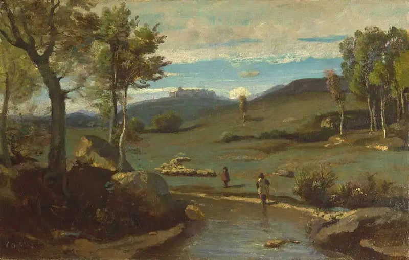 Campanha Romana – Vale rochoso com um rebanho - Jean-Baptiste Camille Corot