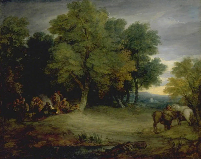 Acampamento de ciganos, pôr do sol - Thomas Gainsborough
