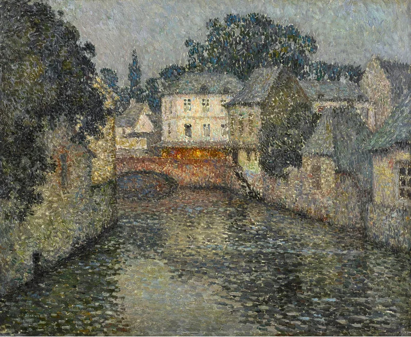 Canal com casa branca, Harfleur - Henri Le Sidaner