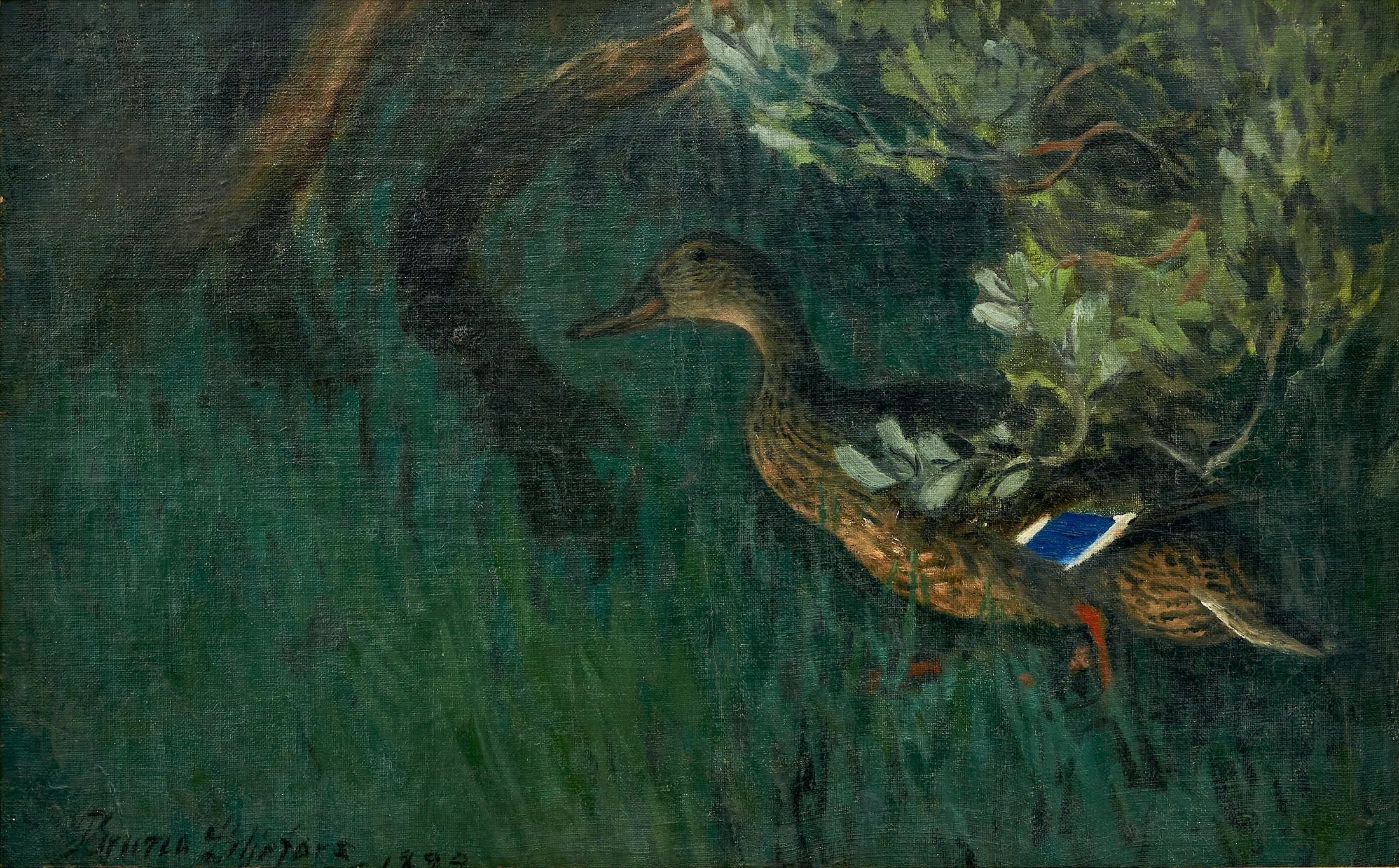 Canard colvert dans la verdure - Bruno Liljefors image 1 tableau peint à l’huile sur toile