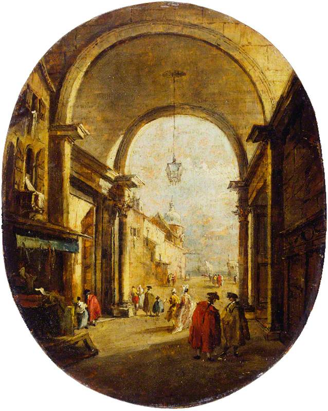 Capriccio com o Arco da Torre dell'Orologio - Francesco Guardi