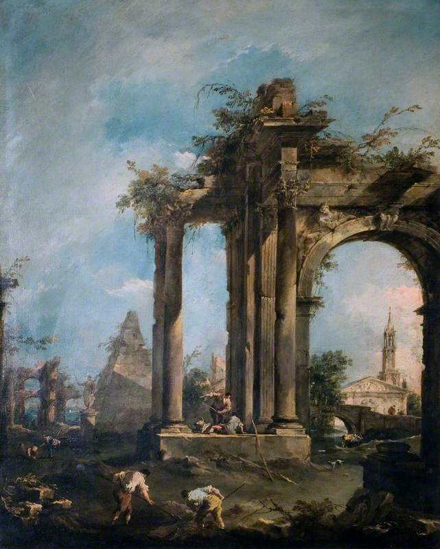 Capriccio com ruínas e figuras - Francesco Guardi