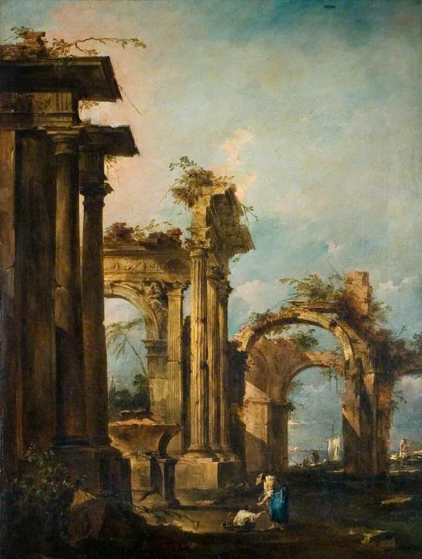 Capriccio com ruínas e figuras - Francesco Guardi