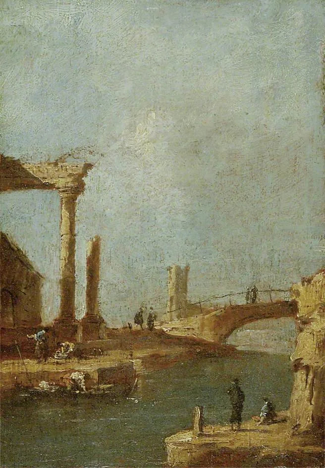 Capriccio: Ruínas e uma ponte - Francesco Guardi