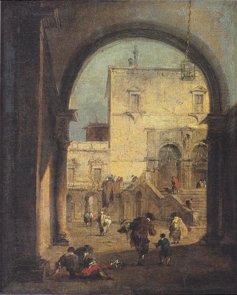 Capriccio veneziano: vista de uma praça e de um palácio - Francesco Guardi