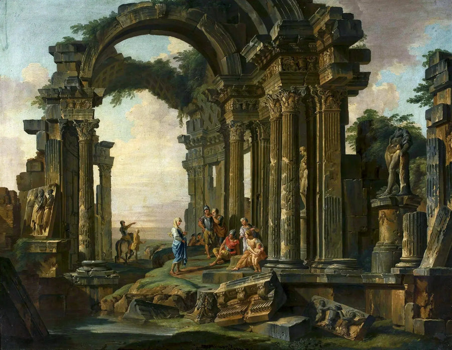 Caprice arquitetônico com ruínas romanas - Giovanni Paolo Panini
