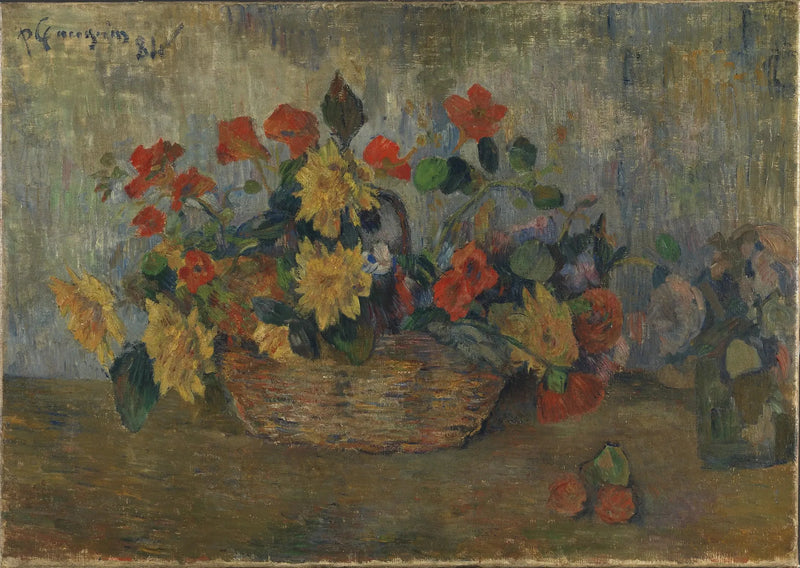 Capucinas e dálias em uma cesta - Paul Gauguin