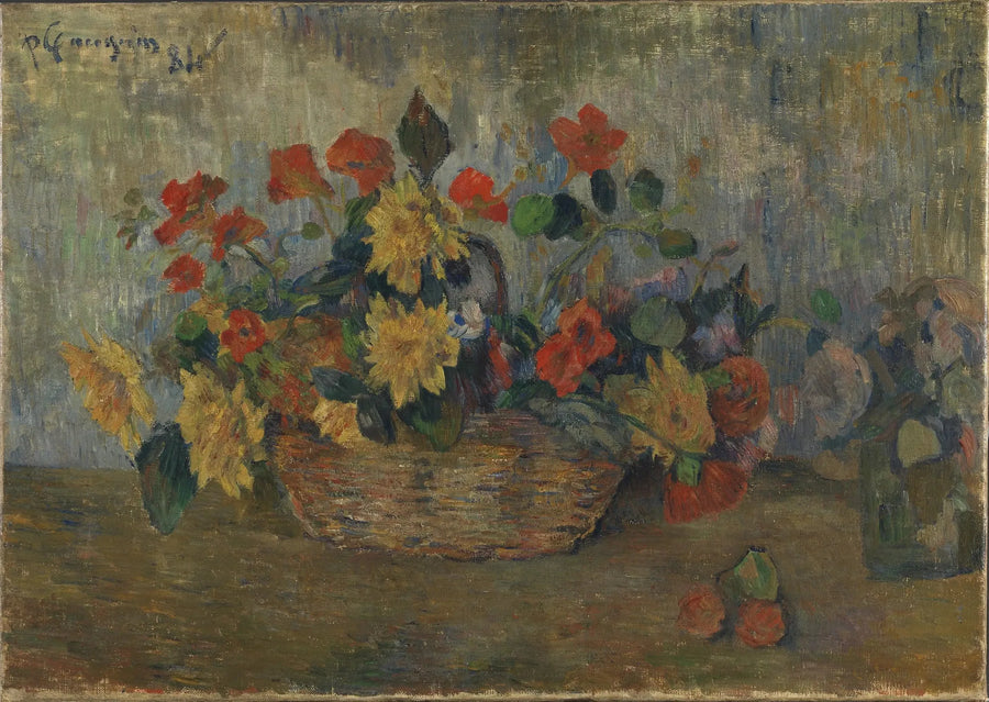Capucinas e dálias em uma cesta - Paul Gauguin